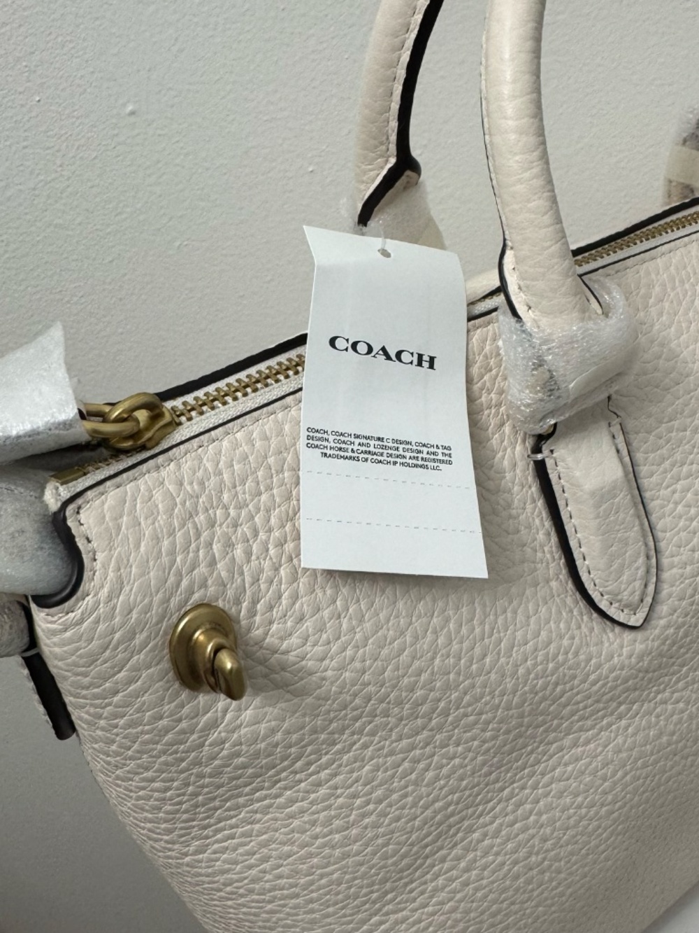 COACH Cara Soft Pebble Leather Crossbody Satchel Chalk NEW - Picture 5 of 12